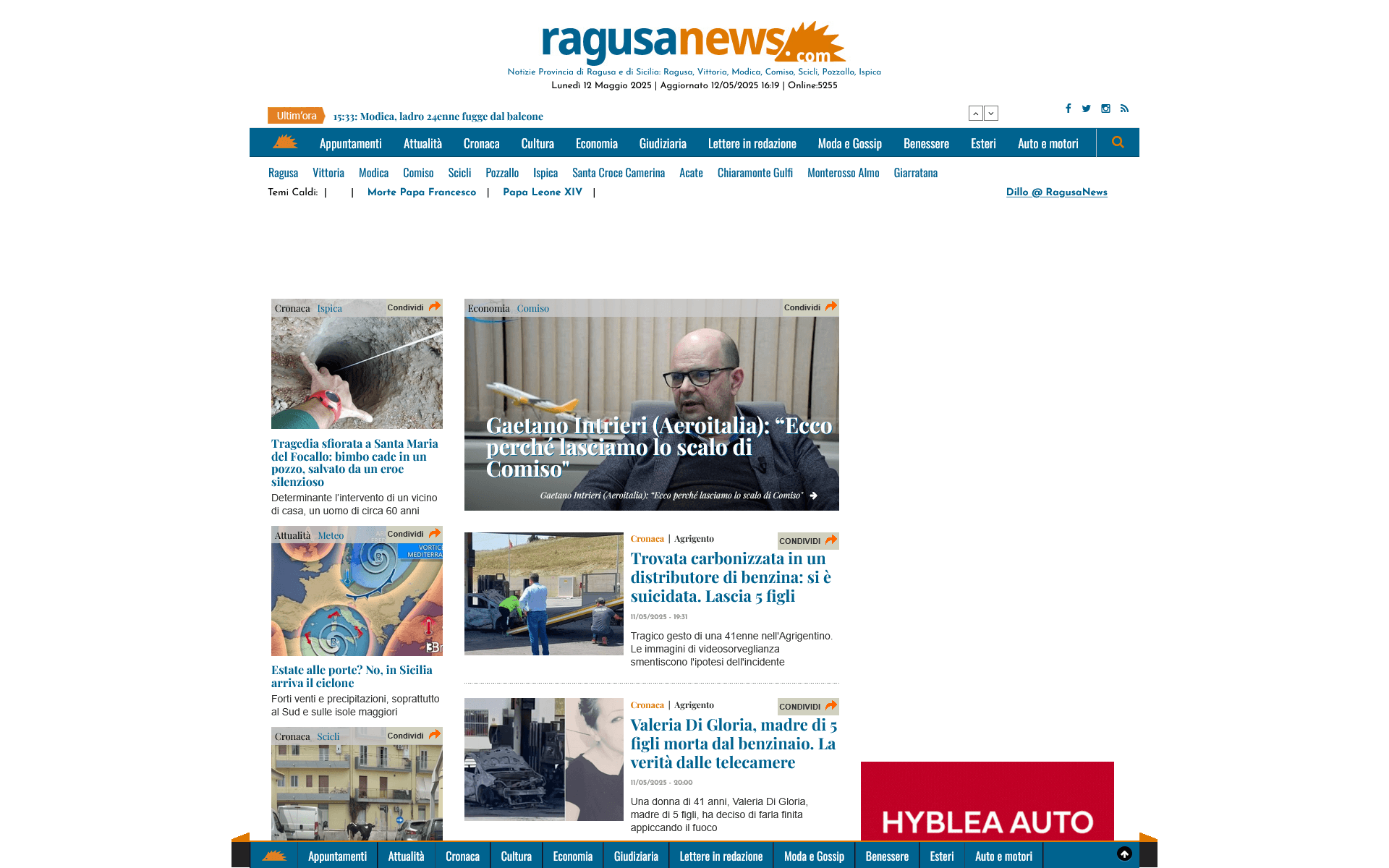 Il sito di RagusaNews prima del nostro restyling